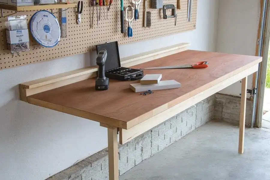Wall-Mounted Drop-Down Workbench