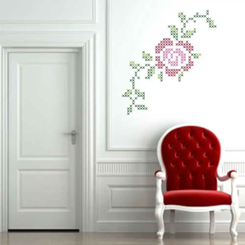 Wall cross stitches sticker