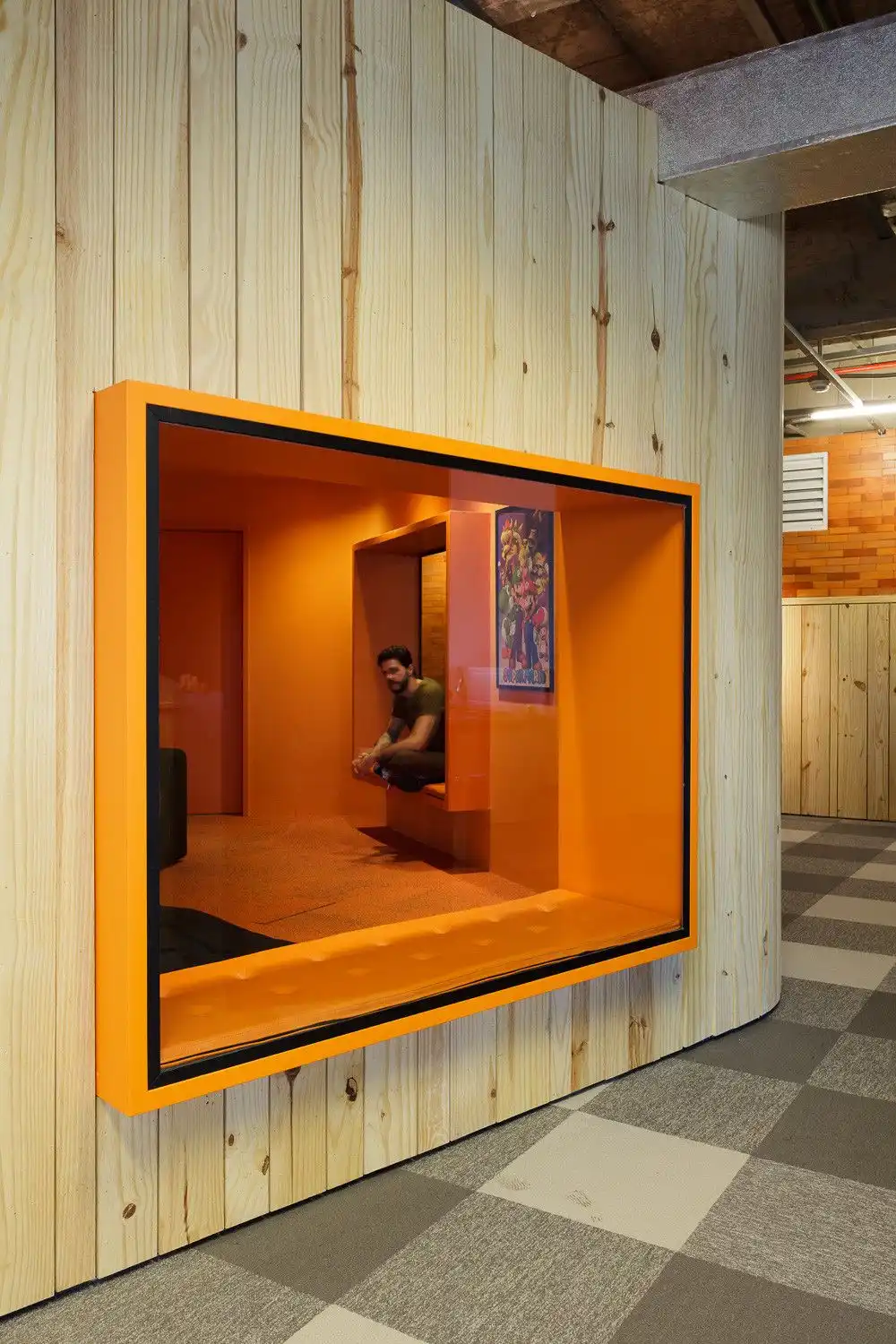 Walmart meeting room in orange
