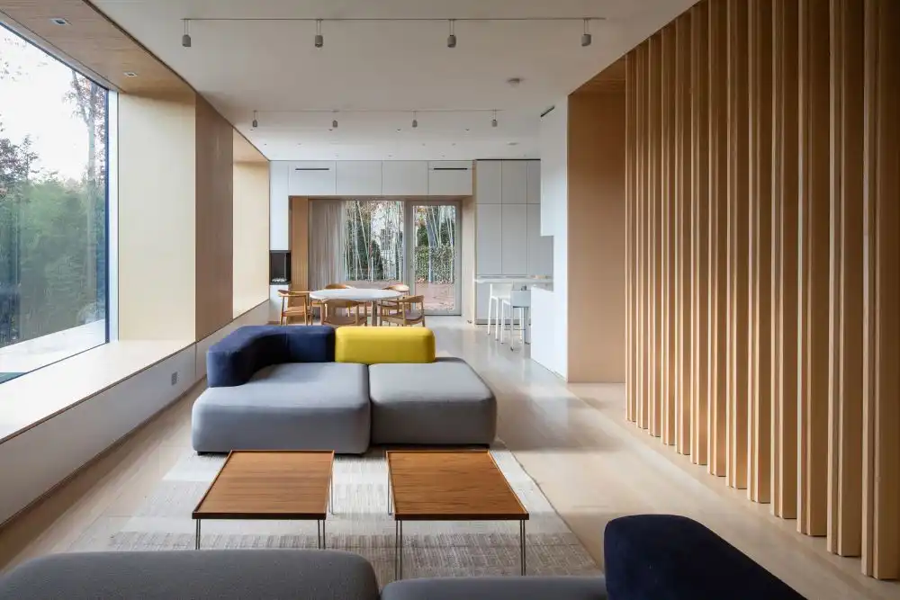 Washington DC residence with plywood interior living