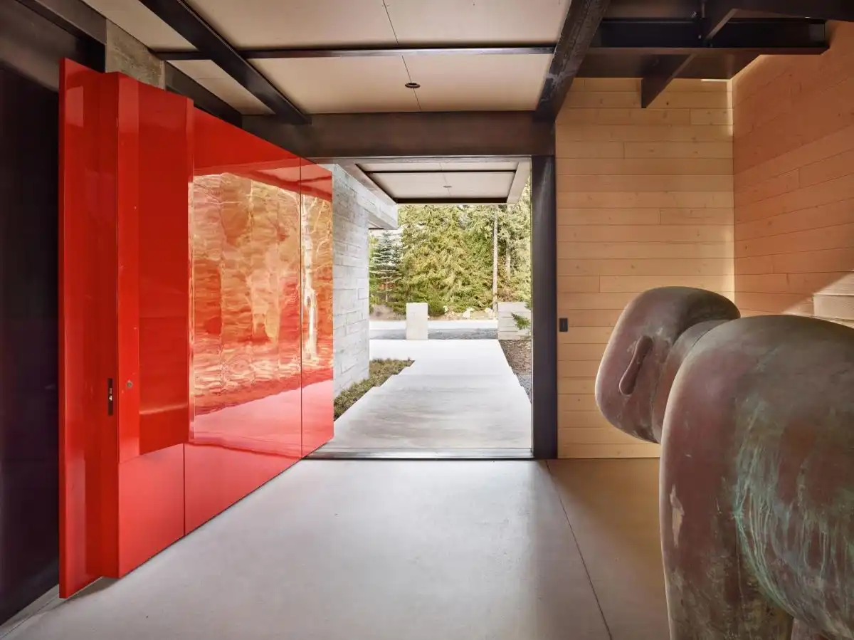 The massive door swings only to one side.