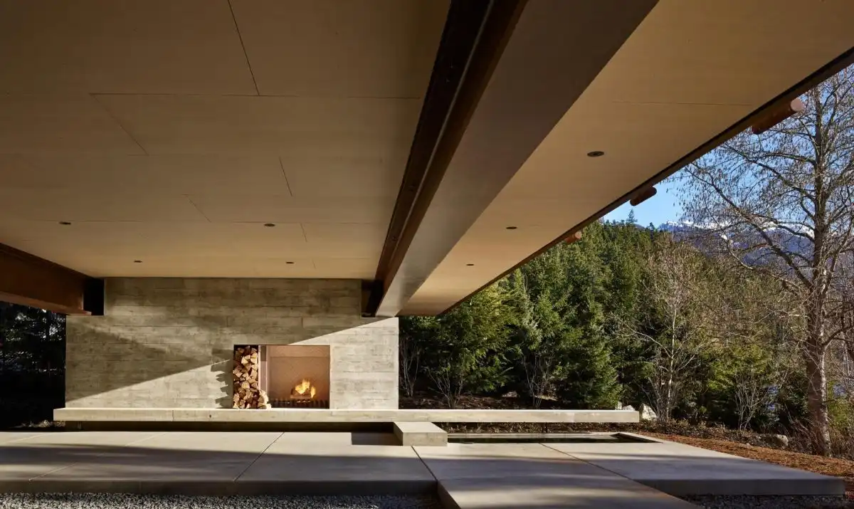 Whistler Ski House Olson Kunding Cabin outdoor fireplace area