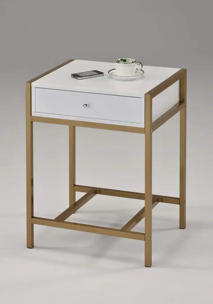 Nightstand with gold metal frame
