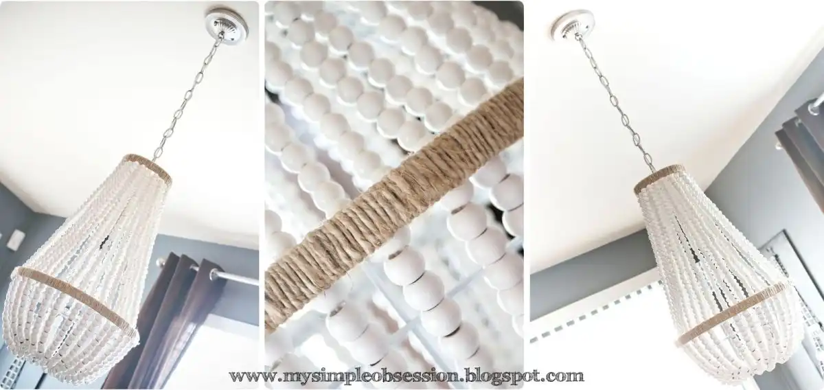 White beaded chandelier diy