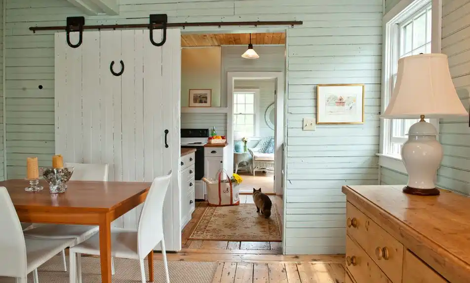 White painted barn sliding door