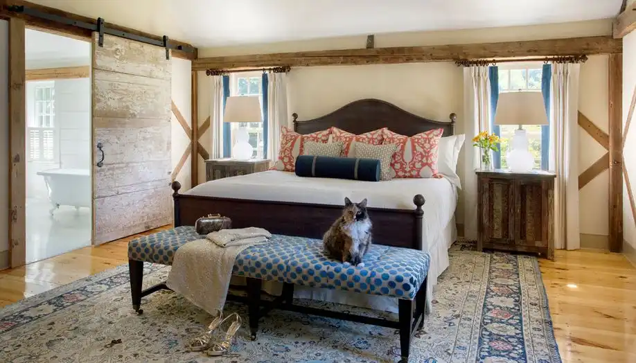 White washed barn door for bedroom
