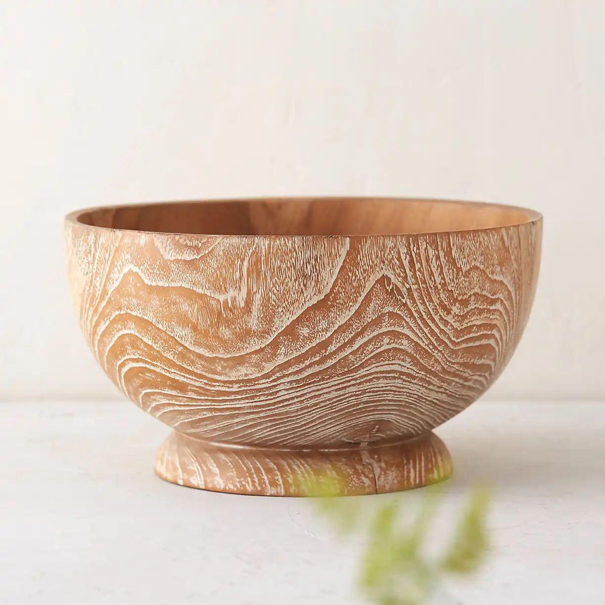 Whitewashed teak bowl