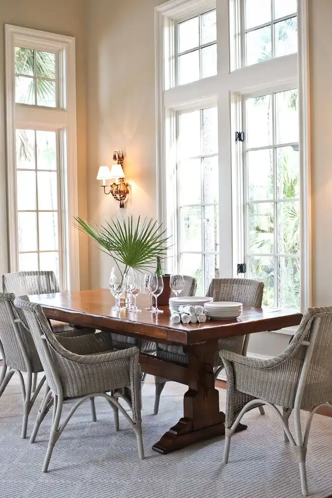 Wicker furniture for dining area
