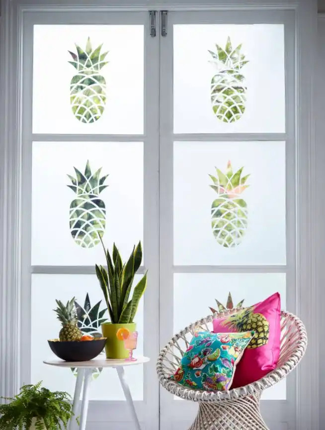 Window frost with pineapple pattern