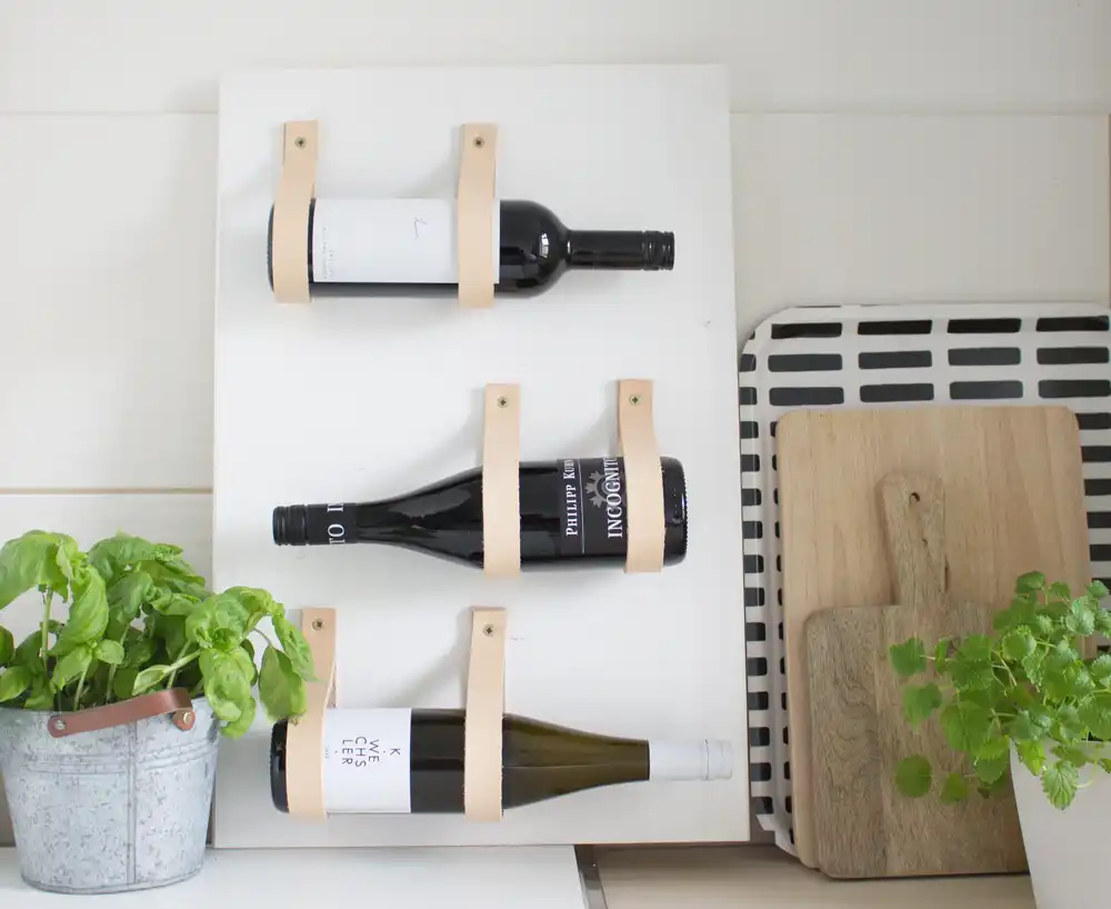 Wine leather rack for countertop