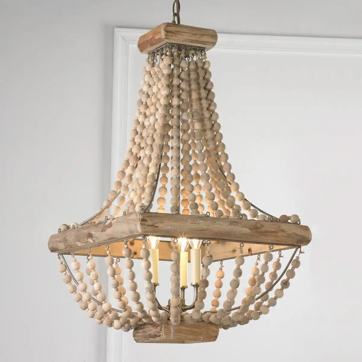 Wood Bead Chandelier