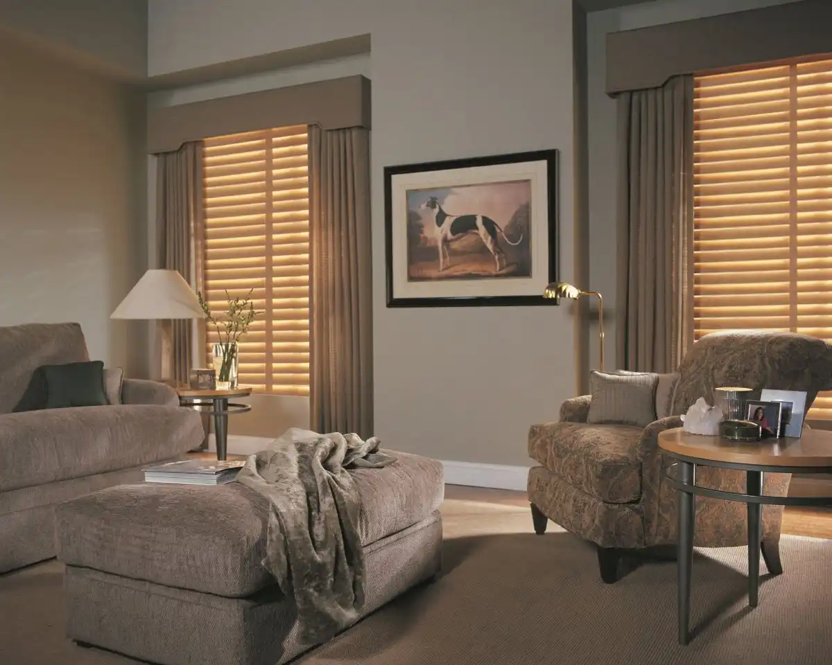 Wood Blinds with Curtains