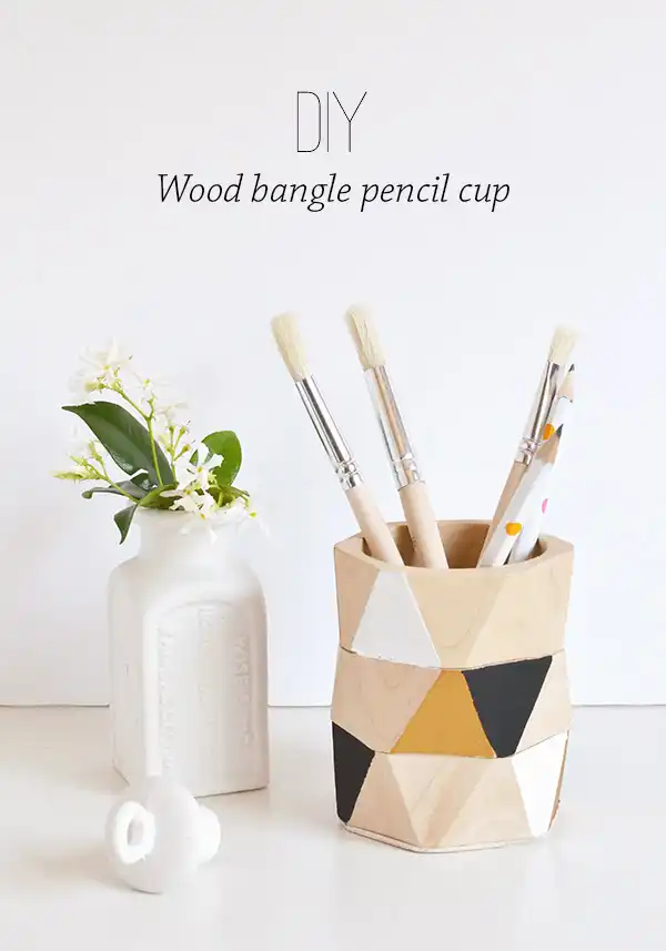 Wood bangle pencil holder