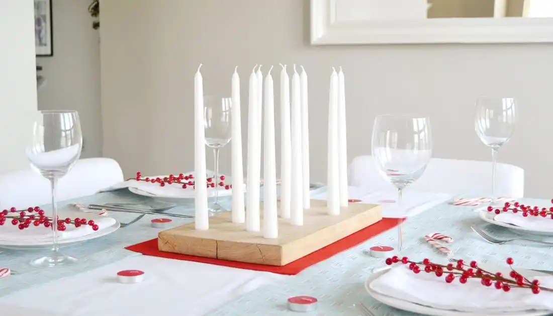Wood block candle centerpiece