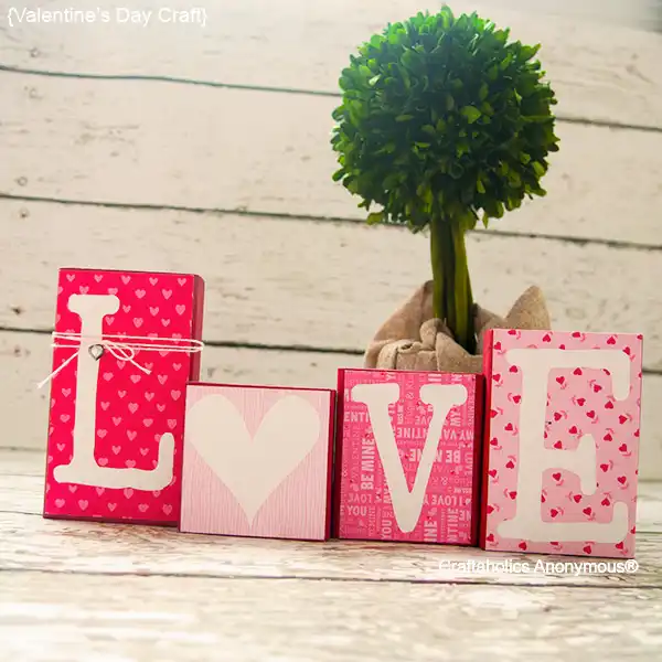 Wood blocks craft valentines days