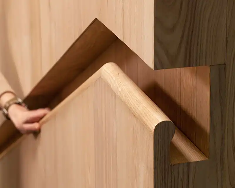 Wood built in stairs handrail