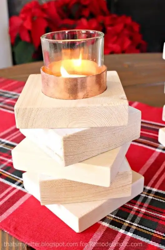 Wood candle support