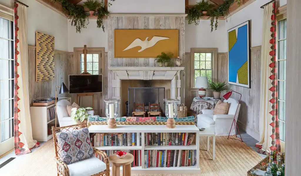 Wood paneling washed living room