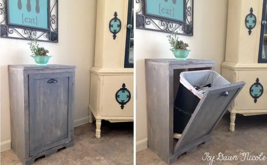 Wood tilt trash can bin DIY