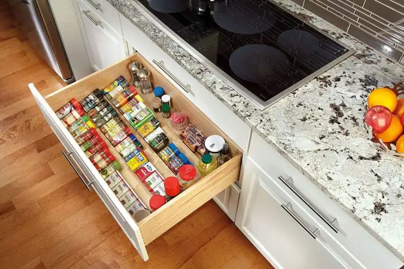 Wooden Spice Drawer Storage Organizer Insert,