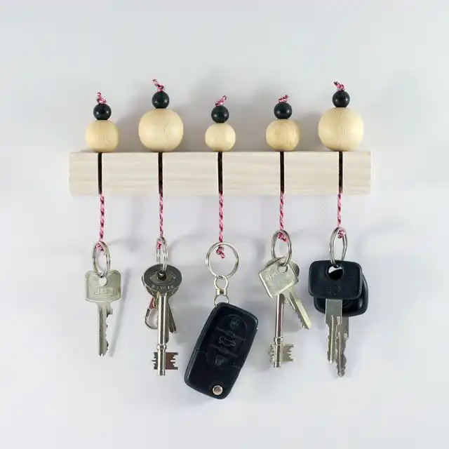 Wooden beads key holder system