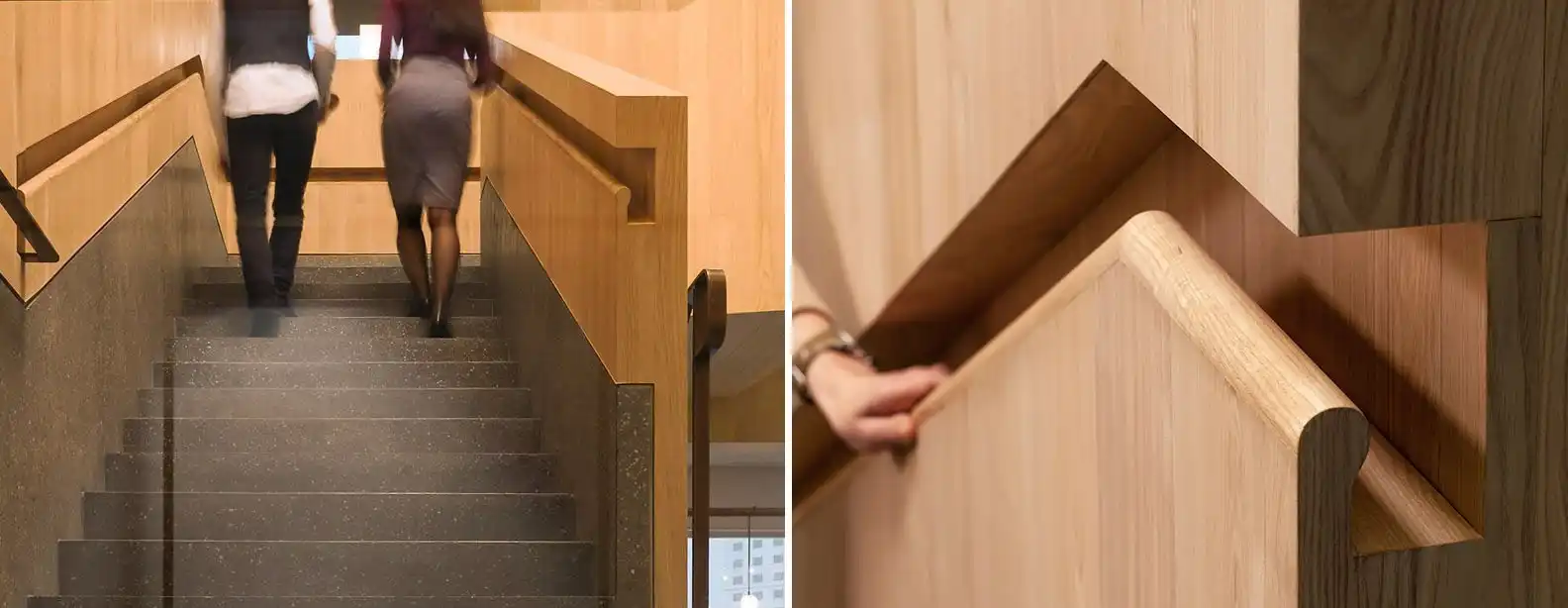 Wooden built in handrail