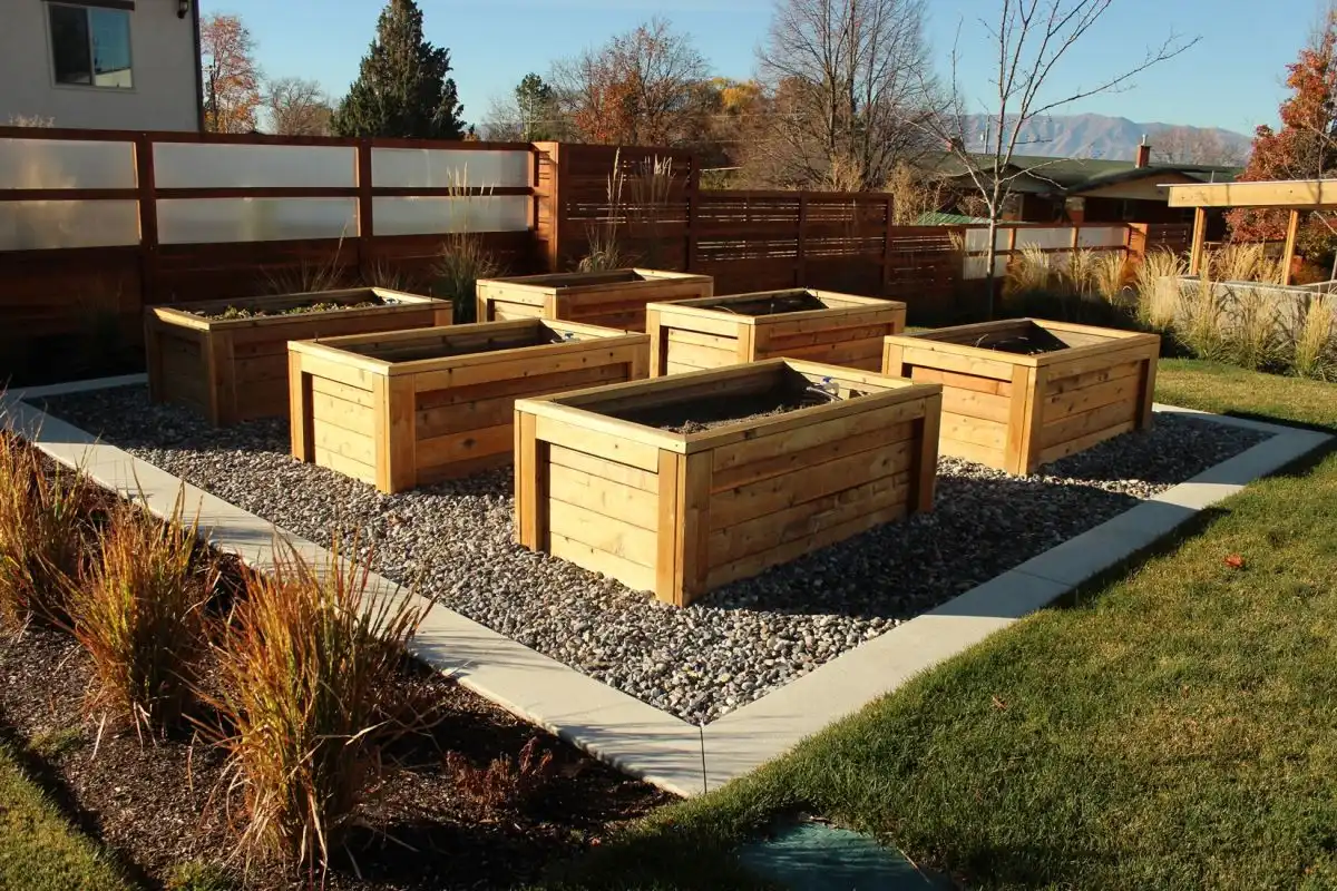 Wooden planters for garden