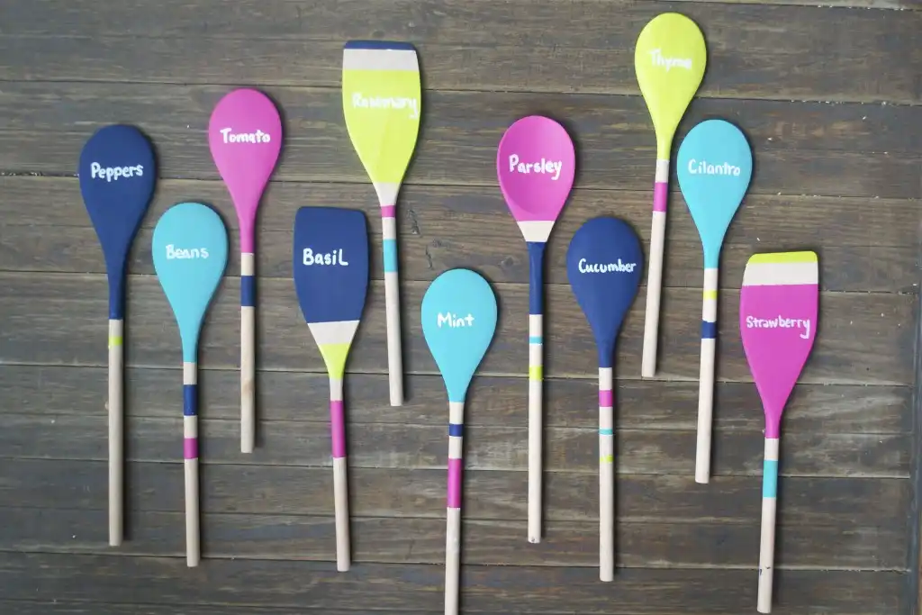 Wooden spoon garden markers