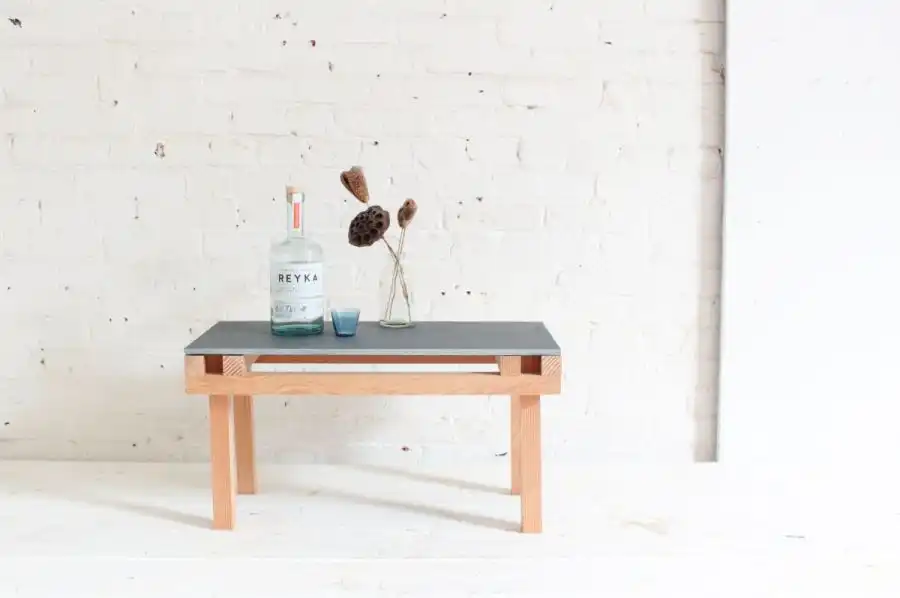 Wooden table with a tile top