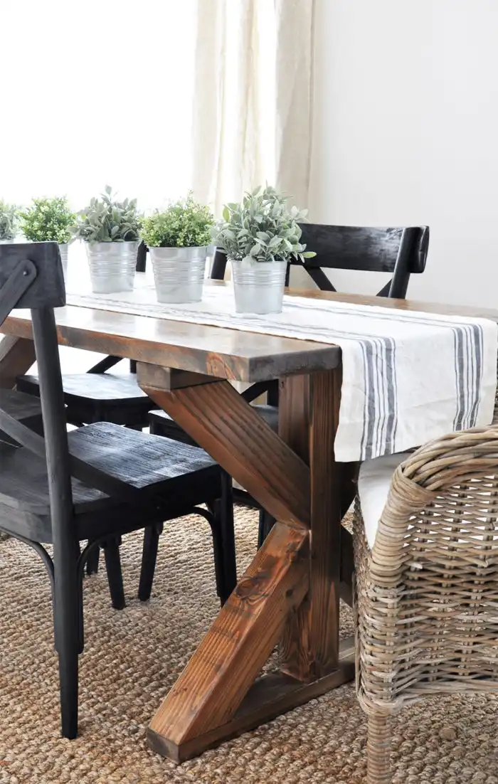 X legs trestle farmhouse table