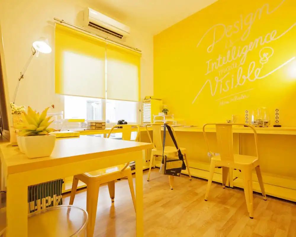Yellow Apos2 office interior design of Apostrophy’s