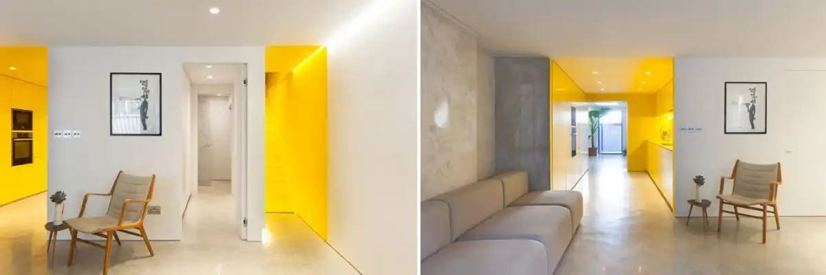 Yellow kitchen basement decor