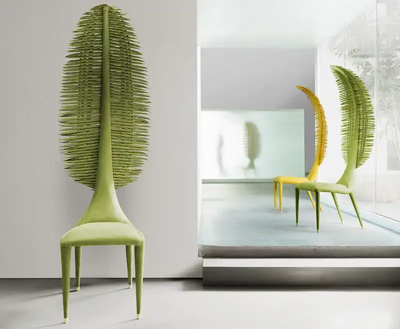 The Zaza side chair from Kenneth Cobanpue is part fighting chair, part wonderland fantasy.