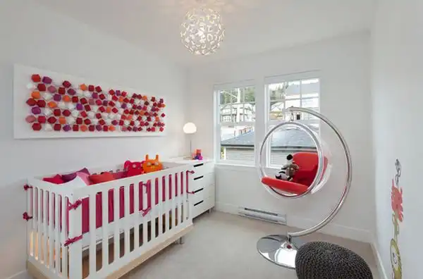 Acrylic hanging chair nursery room
