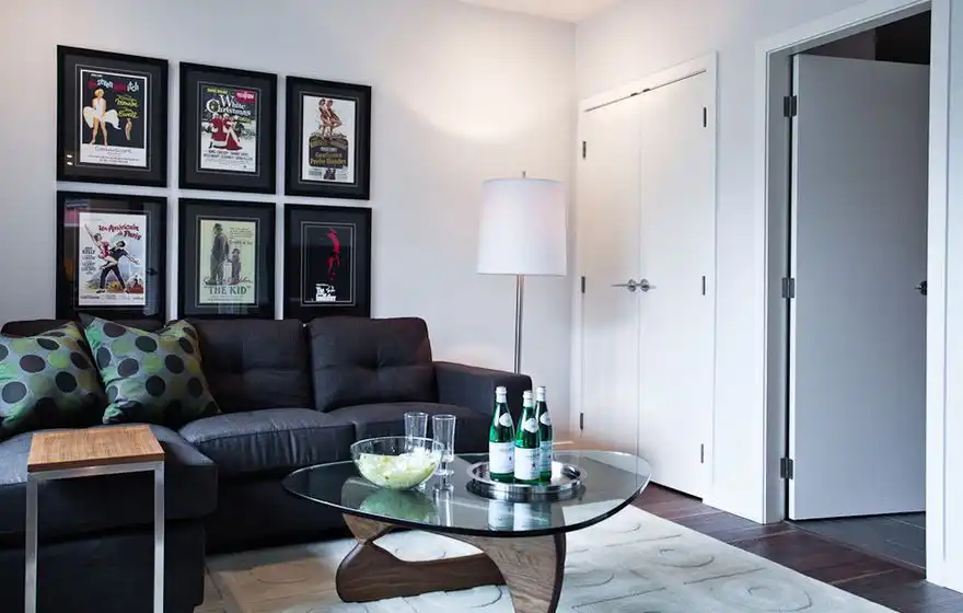 Another small living room featuring a c table
