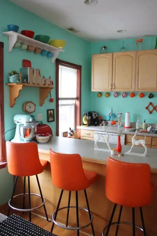 Aqua turquoise kitchen