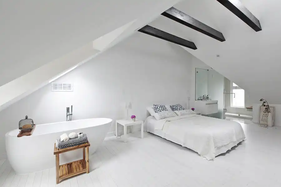 Attic white bedroom suite