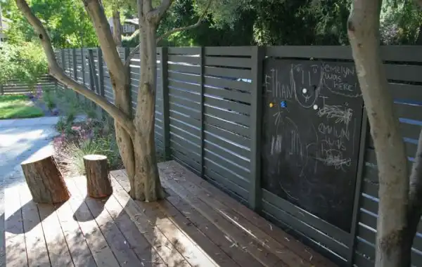 Backyard chalkboard fence