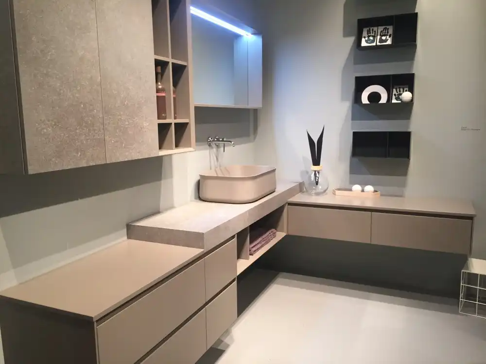 L-Shaped Cabinets Grey Color