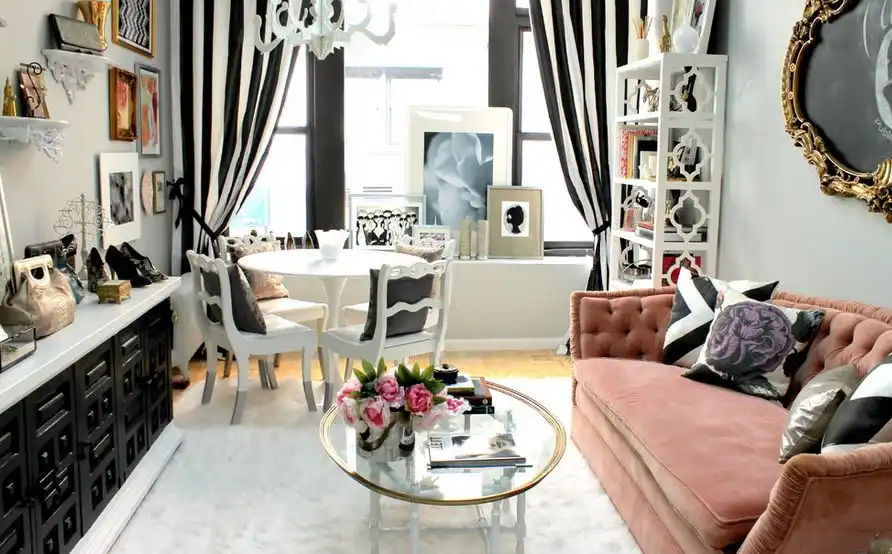 Black and white striped curtains feminine touch