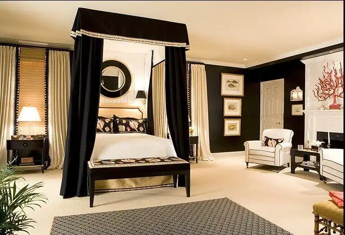 cream and black for canopy bed