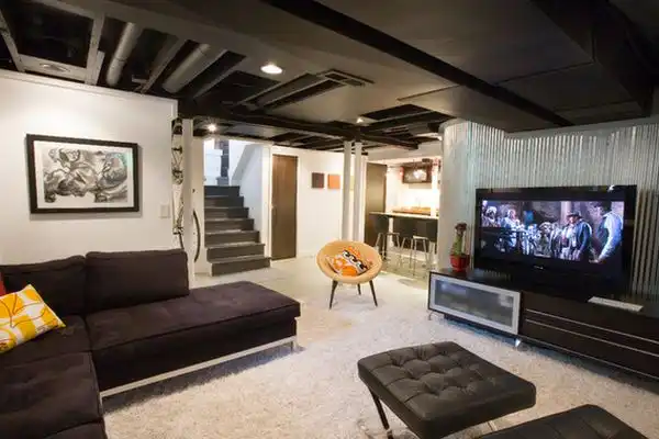 Black ceiling basement