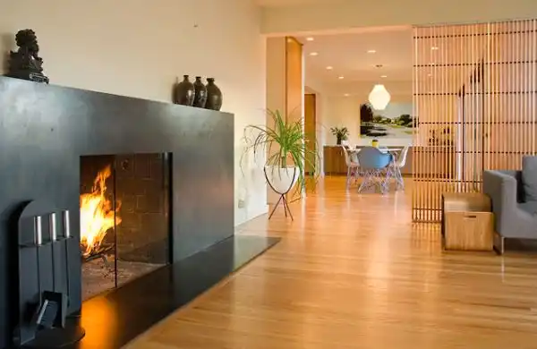 Black mantel fireplace