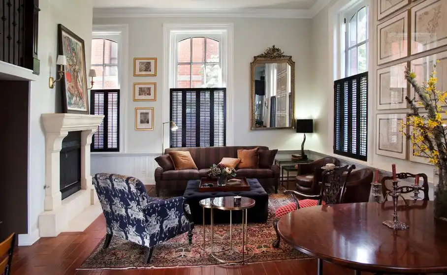 Black wooden interior shutters