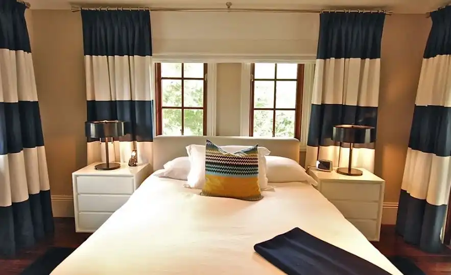 Blue striped curtains for bedroom