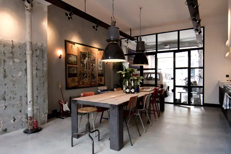 Bricks amsterdarm garage loft industrial table