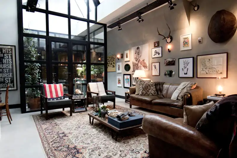 Bricks amsterdarm garage loft leather sofa
