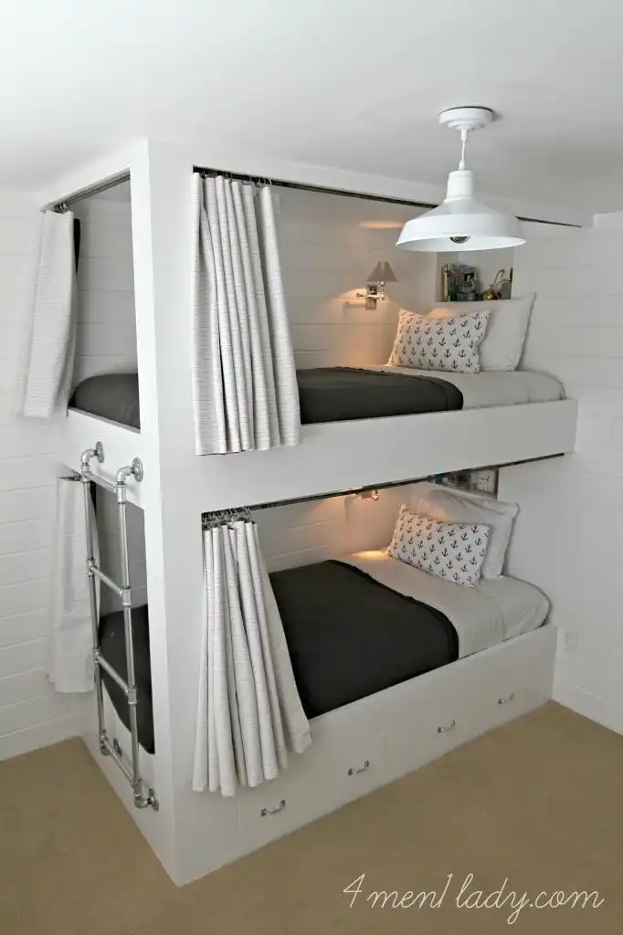 Bunk beds with curtains