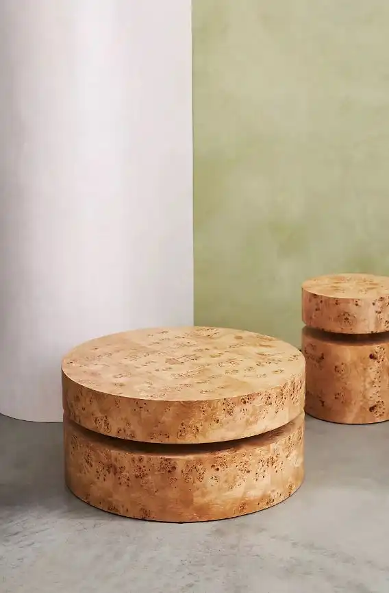 Burlwood end tables