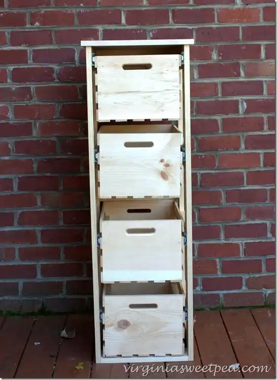 Cabinet with wooden crates